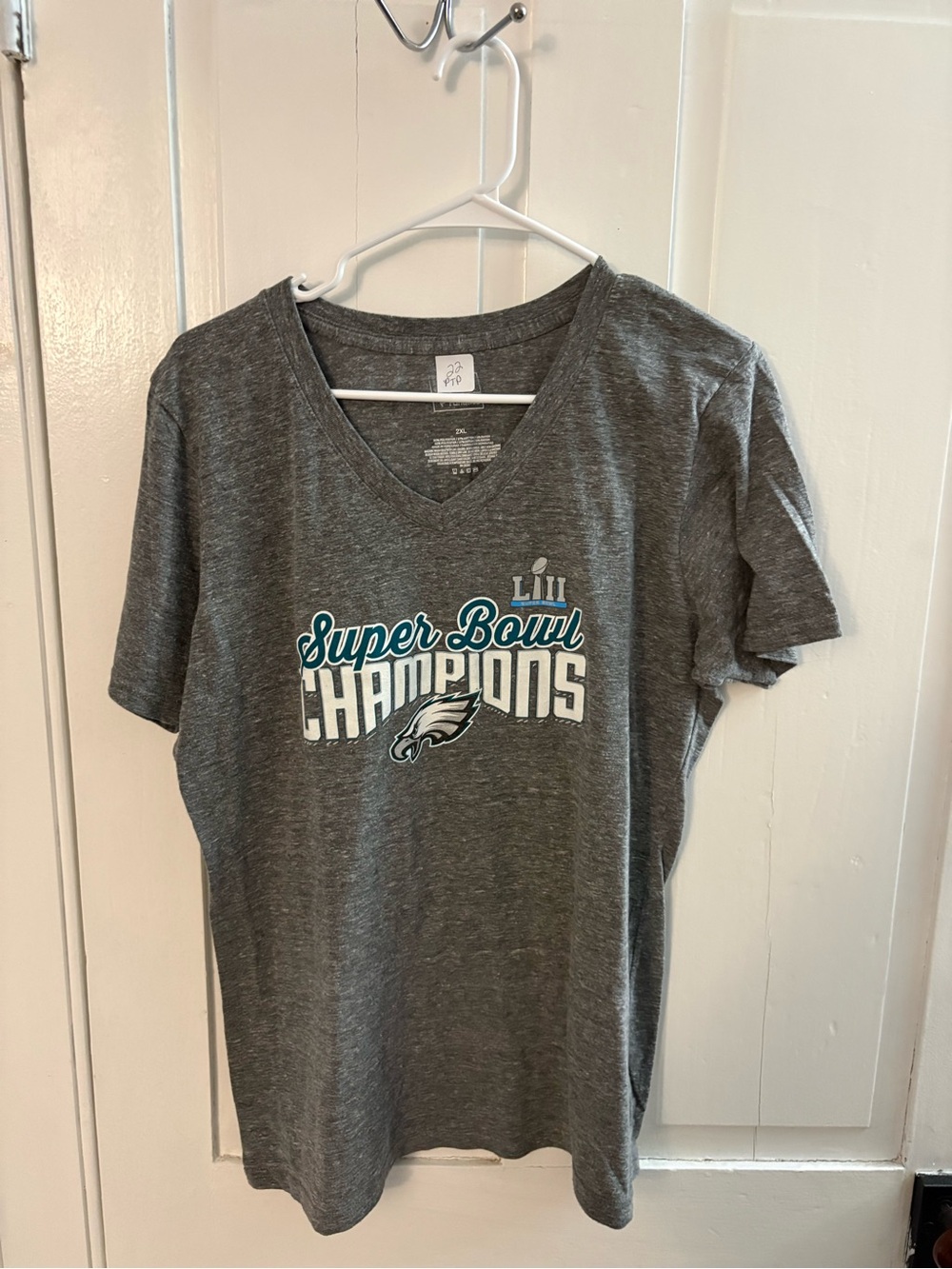 Fanatics Gray V‑Neck Sports Tee with Subtle Team Crest